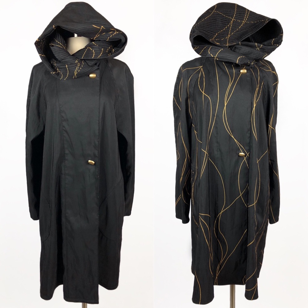 RARE Mycra Pac Gold Graffiti Donatella Short Raincoat